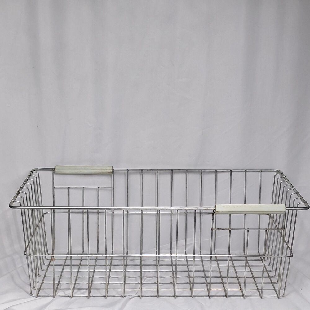 Vintage Chrome Wire Bike Basket Large Industrial Storage Locker Milk Crate...